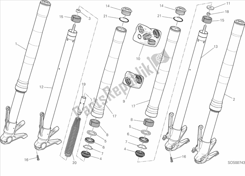 Tutte le parti per il Forcella Anteriore del Ducati Monster 821 Brasil 2016